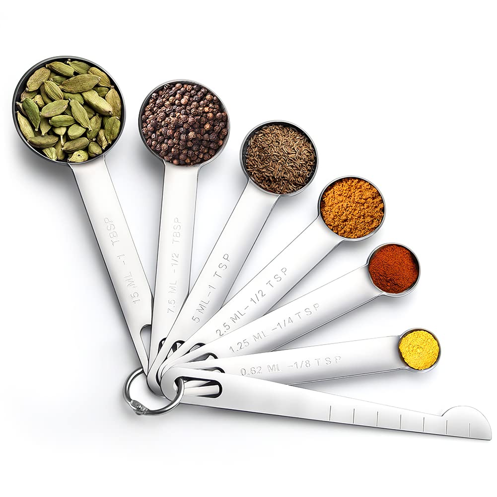 ぺつぺい Measuring Spoons, Measuring Spoons Set, 7-Piece Heavy Duty